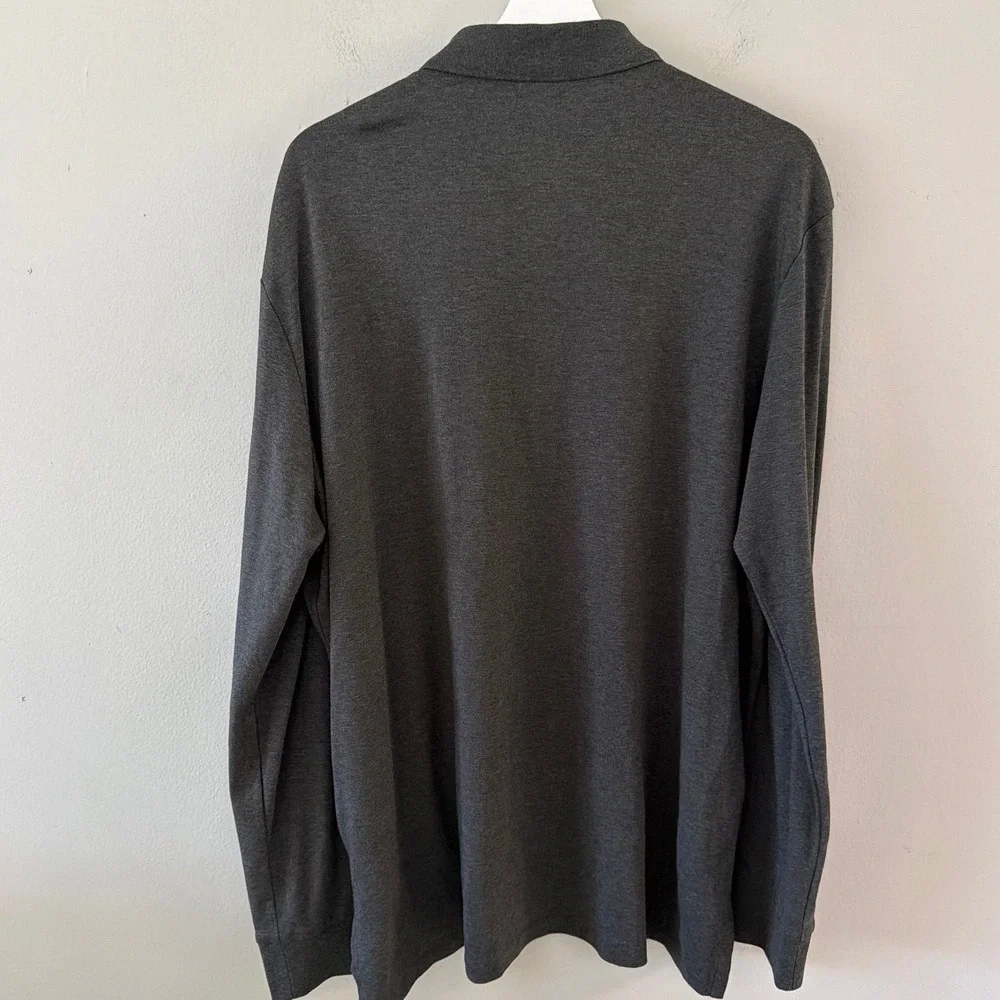 Polo Ralph Lauren Mens XL Pima Soft Touch Long Sleeve Polo Shirt Charcoal Grey
